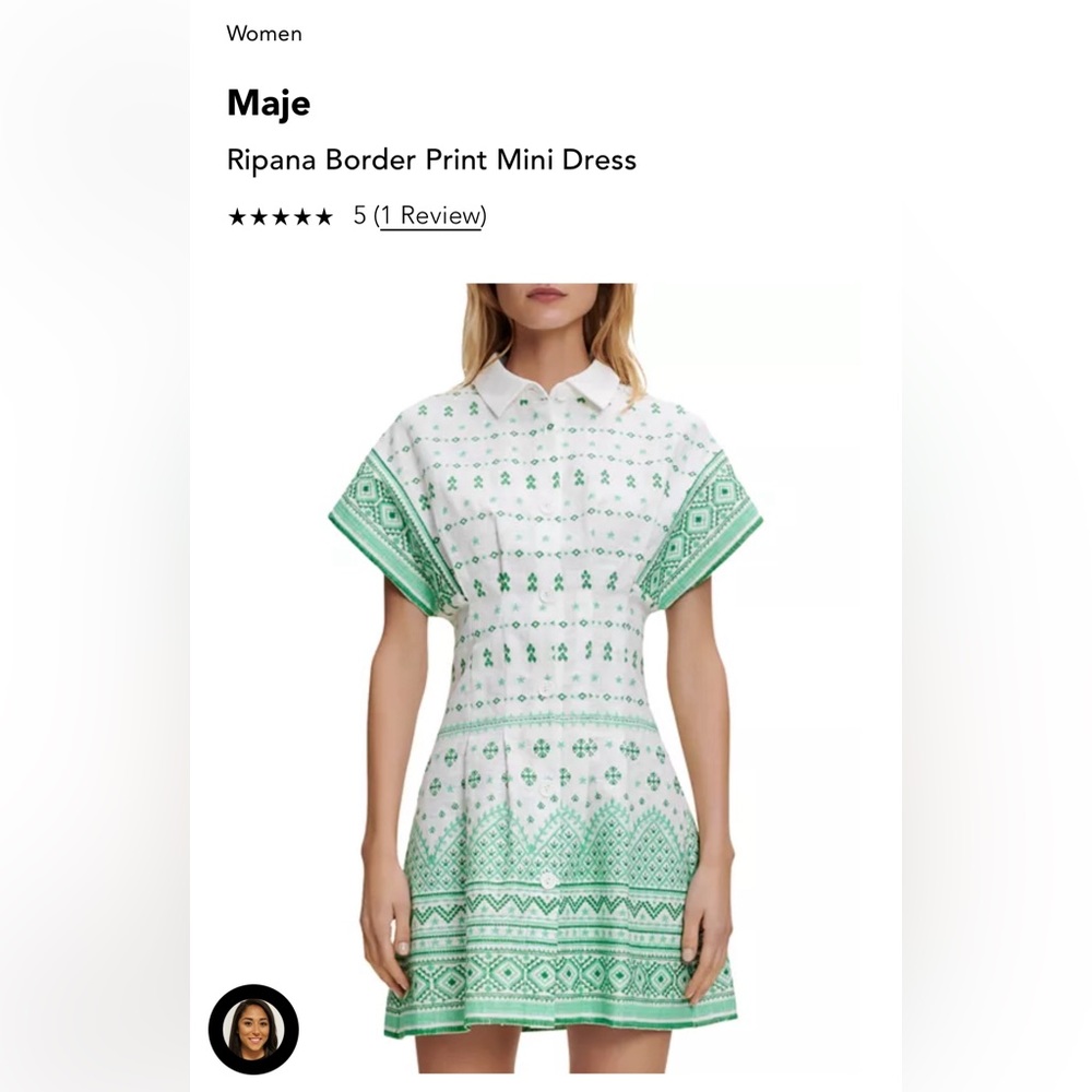 MAJE Ripana Border Print Mini Dress size 1
